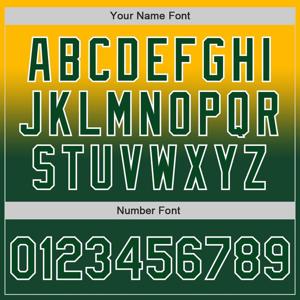 Custom Gold Green-White Authentic Fade Fashion Baseball Jersey