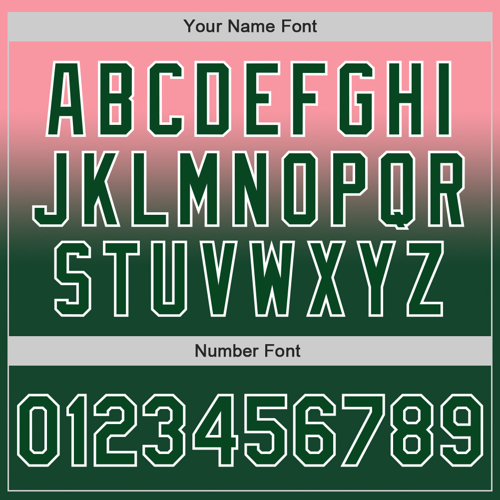 Custom Medium Pink Green-White Authentic Fade Fashion Baseball Jersey