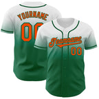 Custom White Orange-Kelly Green Authentic Fade Fashion Baseball Jersey
