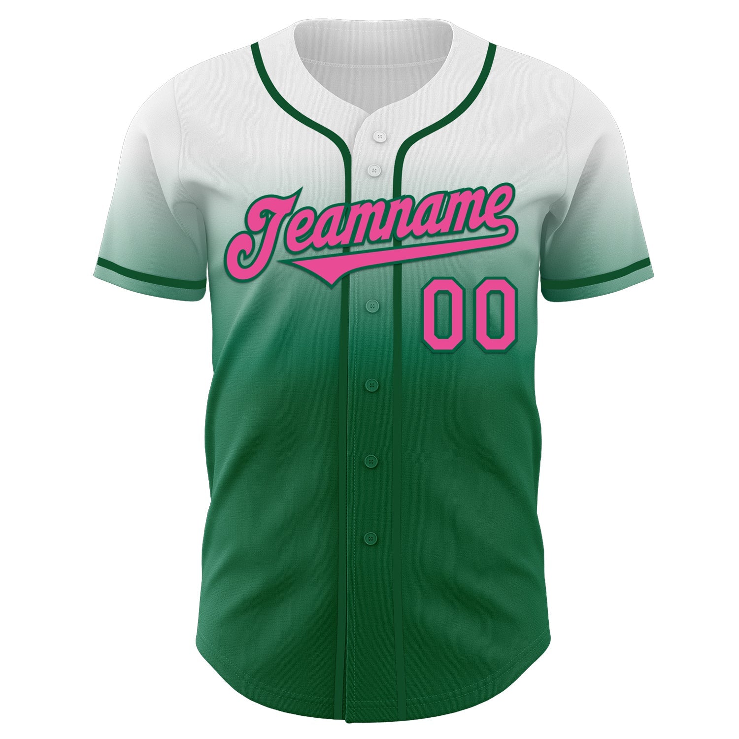 Custom White Pink-Kelly Green Authentic Fade Fashion Baseball Jersey