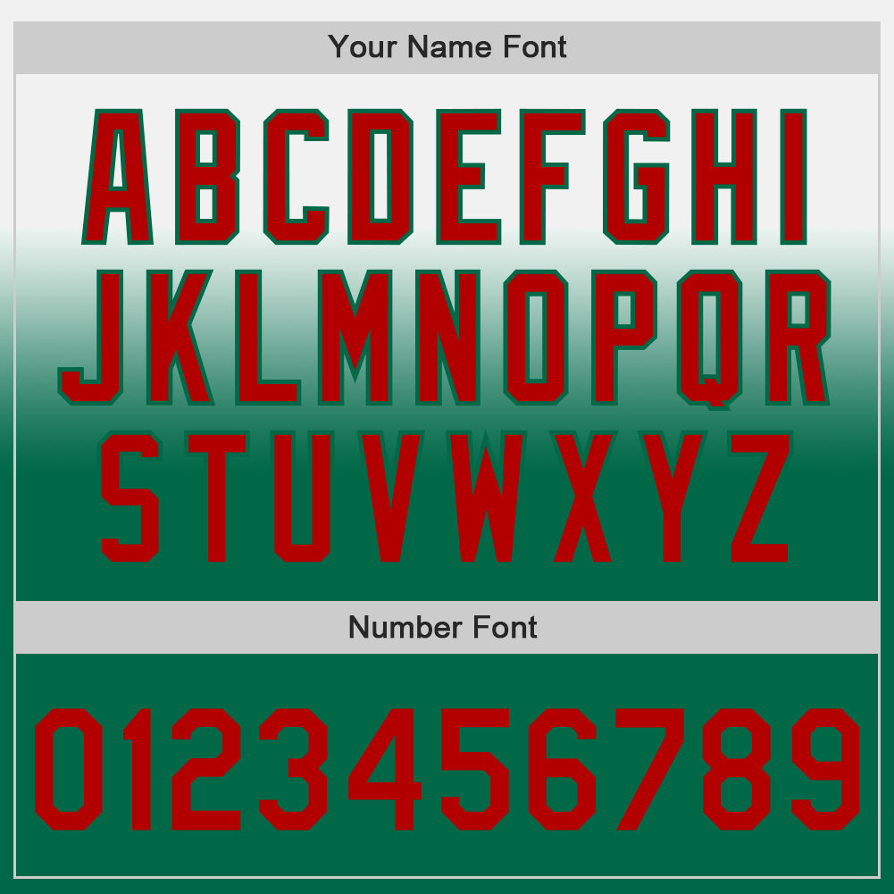 Custom White Red-Kelly Green Authentic Fade Fashion Baseball Jersey