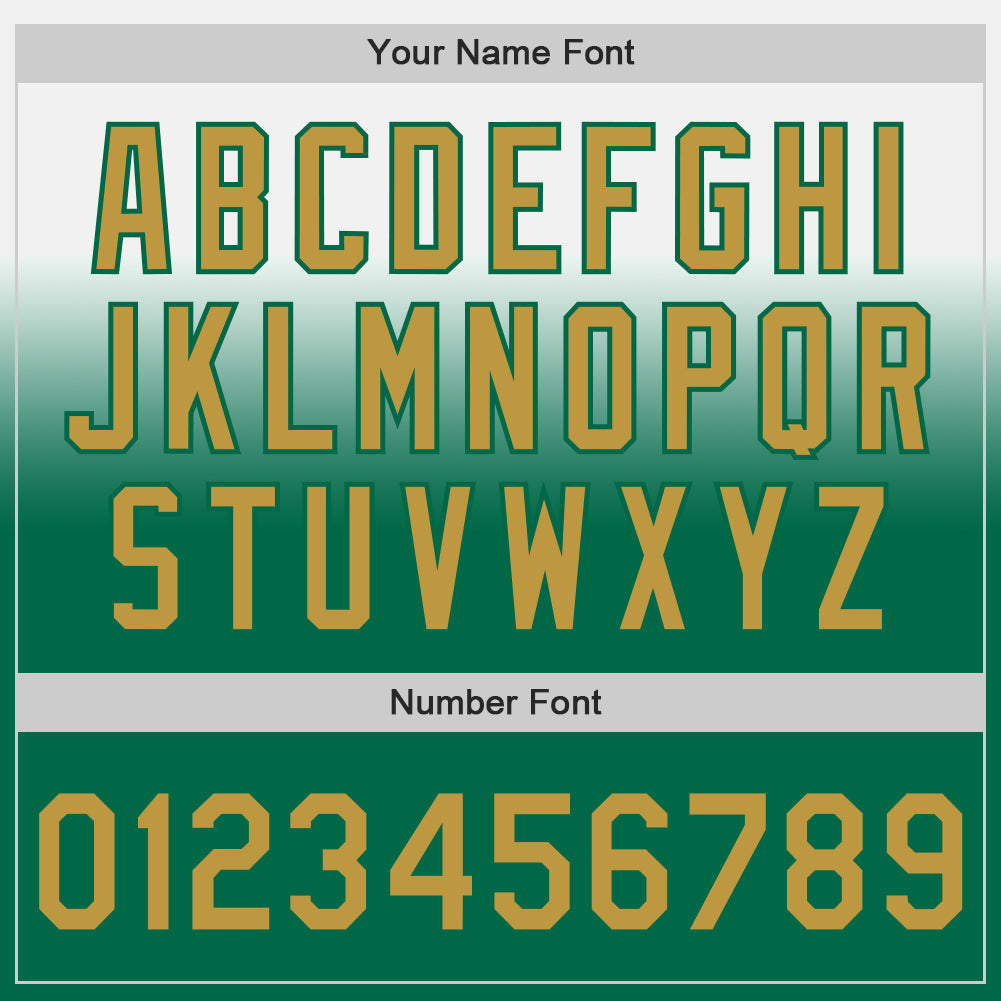 Custom White Old Gold-Kelly Green Authentic Fade Fashion Baseball Jersey