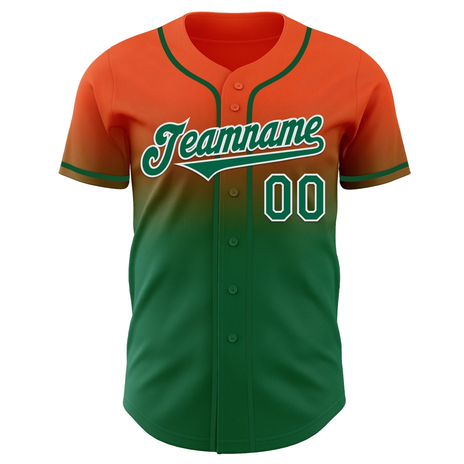 Custom Orange Kelly Green-White Authentic Fade Fashion Baseball Jersey