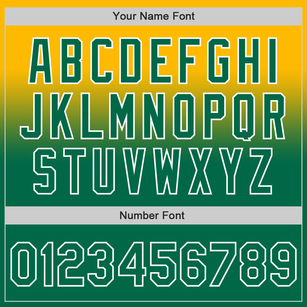 Custom Gold Kelly Green-White Authentic Fade Fashion Baseball Jersey