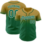 Custom Old Gold Kelly Green-White Authentic Fade Fashion Baseball Jersey