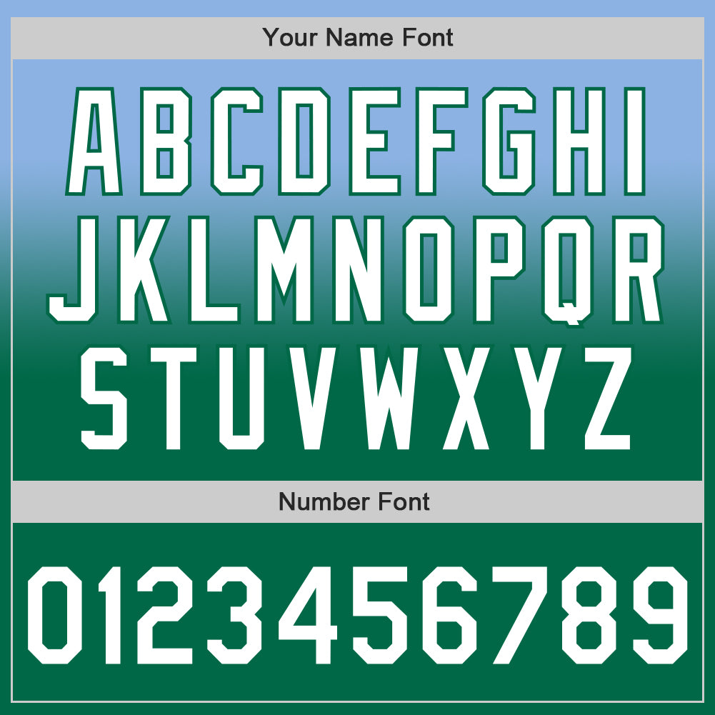 Custom Light Blue White-Kelly Green Authentic Fade Fashion Baseball Jersey