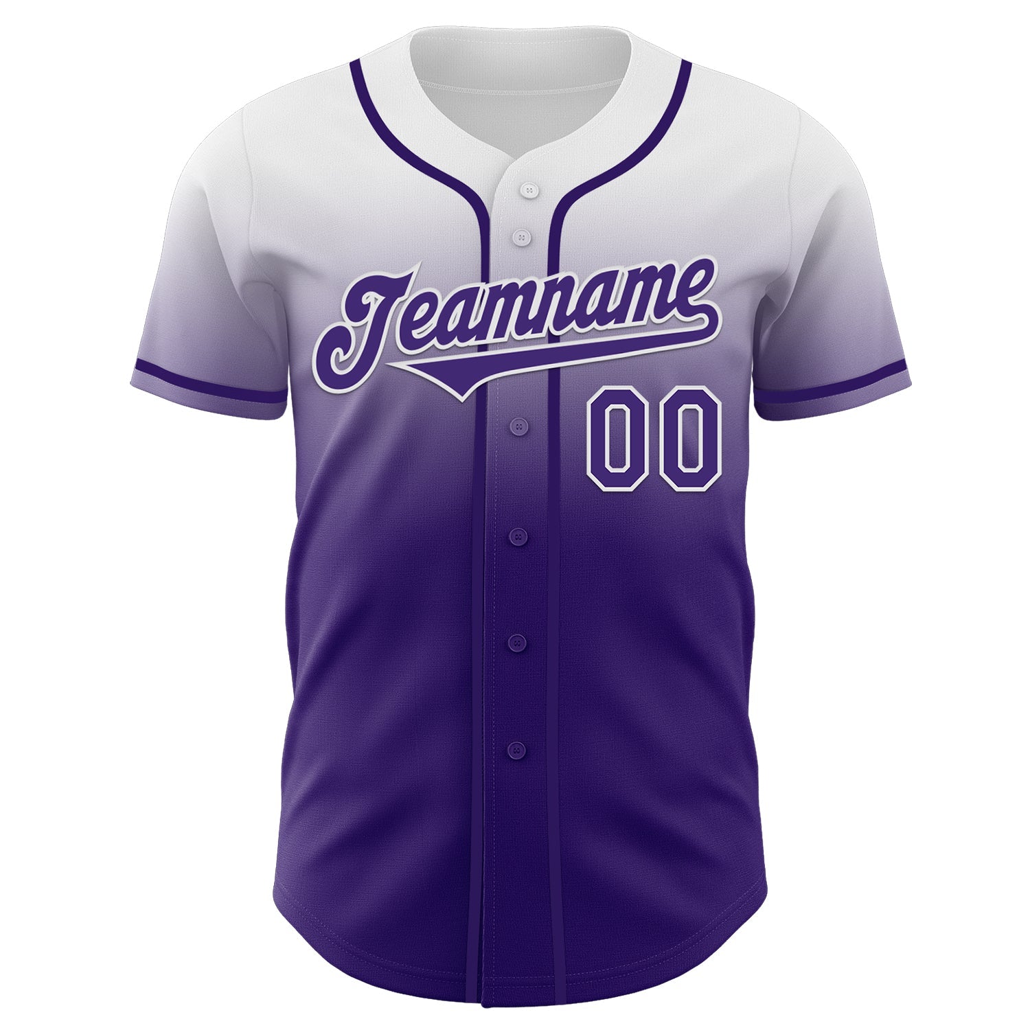 Custom White Purple Authentic Fade Fashion Baseball Jersey