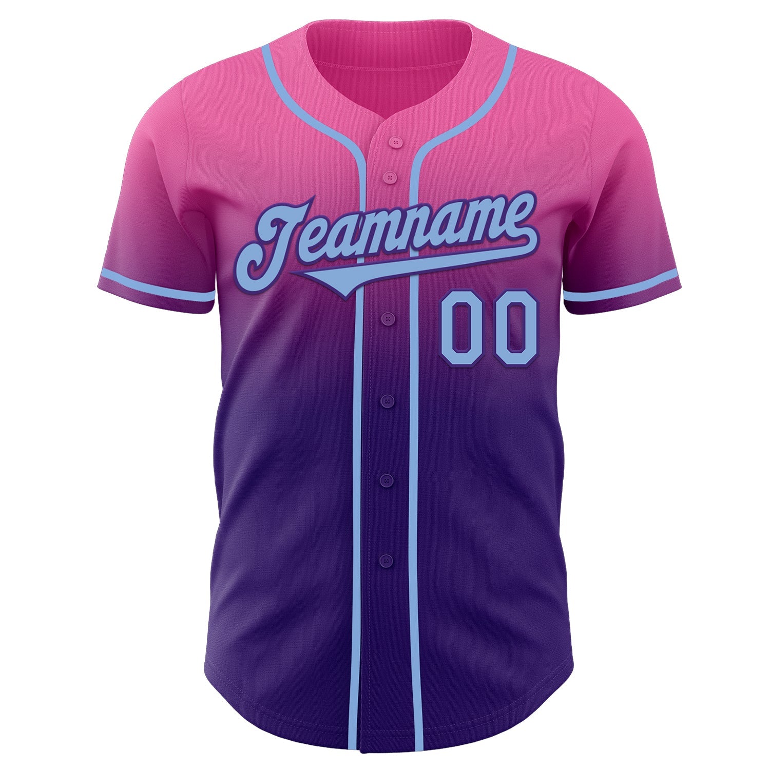 Custom Pink Light Blue-Purple Authentic Fade Fashion Baseball Jersey