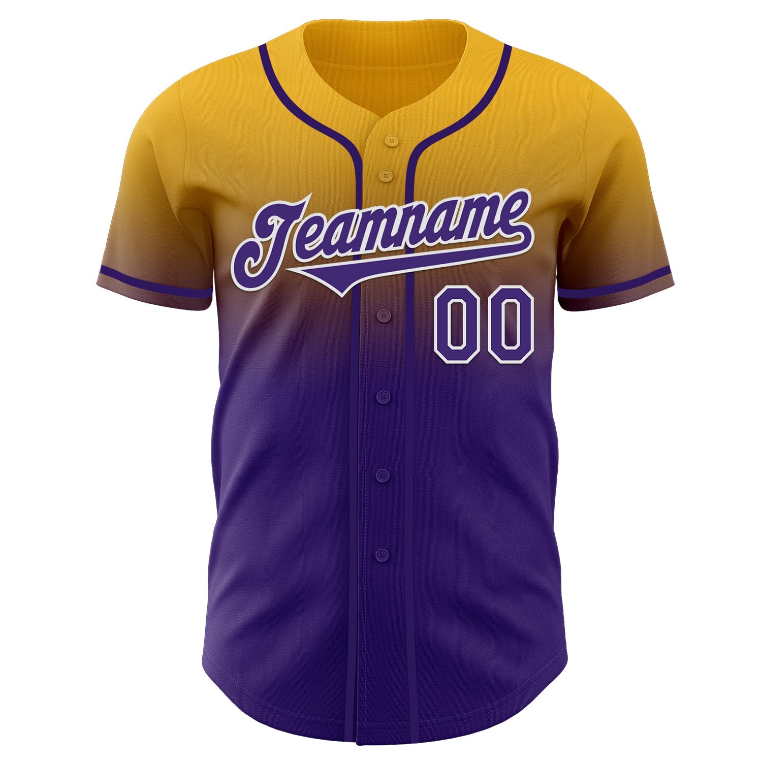 Custom Gold Purple-White Authentic Fade Fashion Baseball Jersey