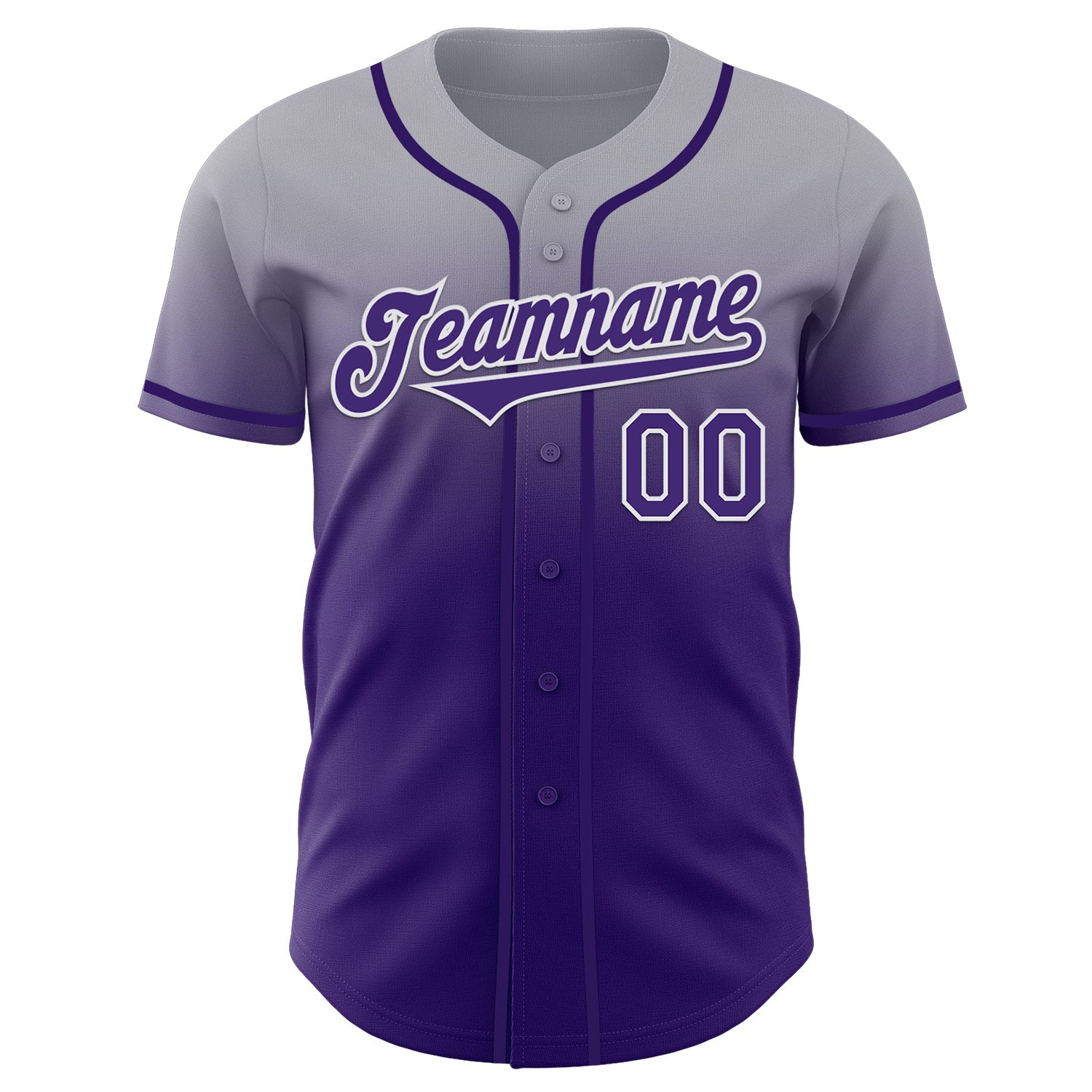 Custom Gray Purple-White Authentic Fade Fashion Baseball Jersey
