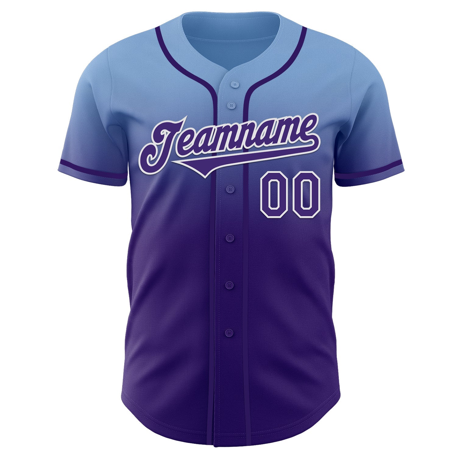 Custom Light Blue Purple-White Authentic Fade Fashion Baseball Jersey