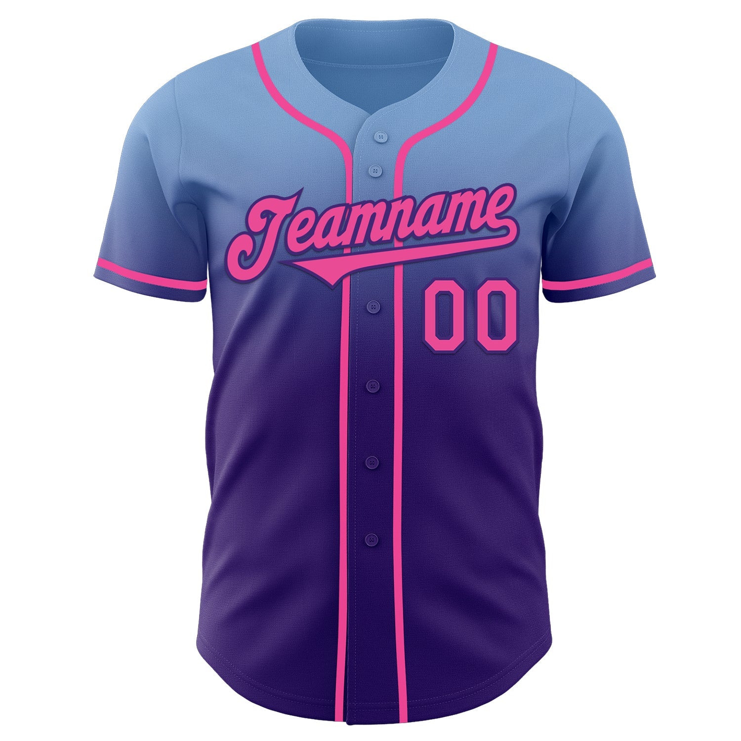 Custom Light Blue Pink-Purple Authentic Fade Fashion Baseball Jersey