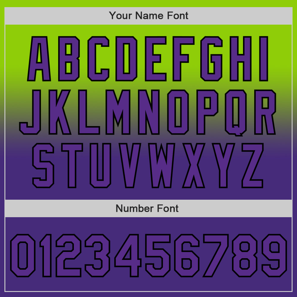 Custom Neon Green Purple-Black Authentic Fade Fashion Baseball Jersey