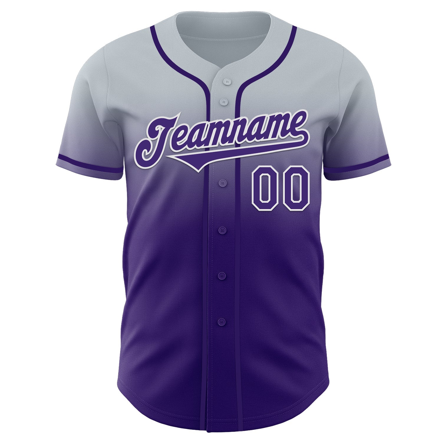 Custom Silver Purple-White Authentic Fade Fashion Baseball Jersey