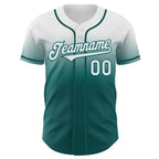 Custom White Teal Authentic Fade Fashion Baseball Jersey