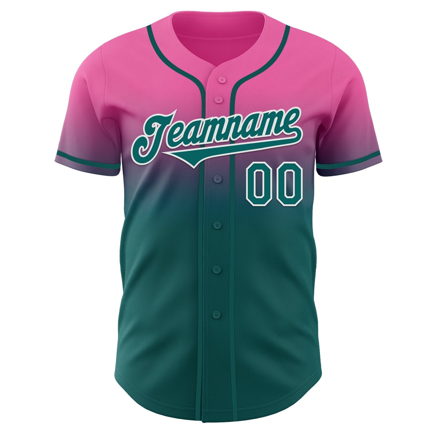 Custom Pink Teal-White Authentic Fade Fashion Baseball Jersey
