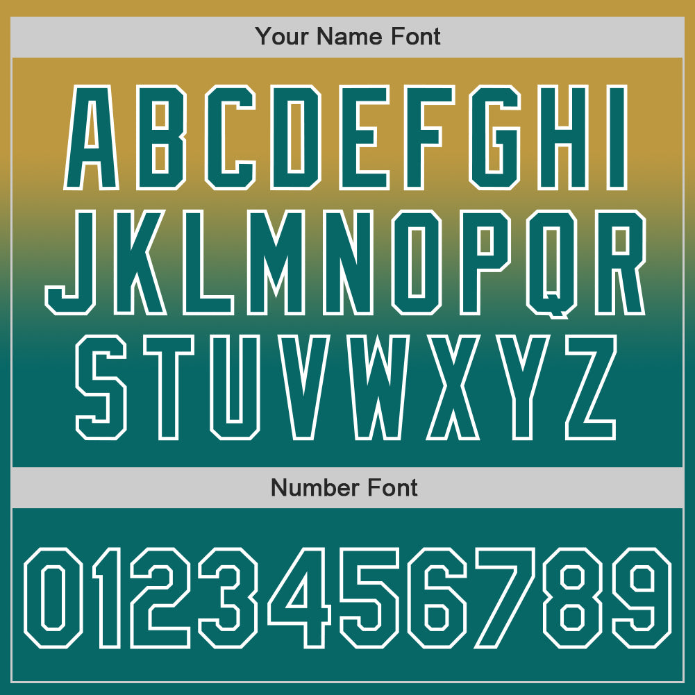 Custom Old Gold Teal-White Authentic Fade Fashion Baseball Jersey