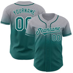 Custom Gray Teal-White Authentic Fade Fashion Baseball Jersey