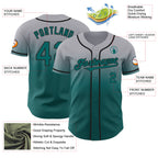 Custom Gray Teal-Black Authentic Fade Fashion Baseball Jersey