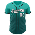 Custom Aqua White Teal-Black Authentic Fade Fashion Baseball Jersey
