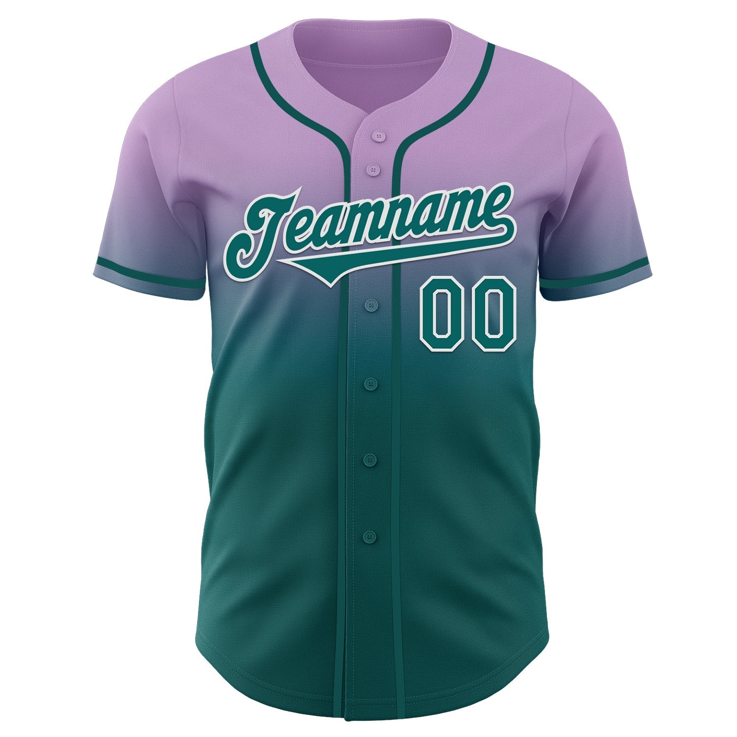 Custom Light Purple Teal-White Authentic Fade Fashion Baseball Jersey