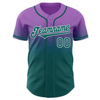 Custom Medium Purple Teal-White Authentic Fade Fashion Baseball Jersey