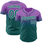 Custom Medium Purple Teal-White Authentic Fade Fashion Baseball Jersey