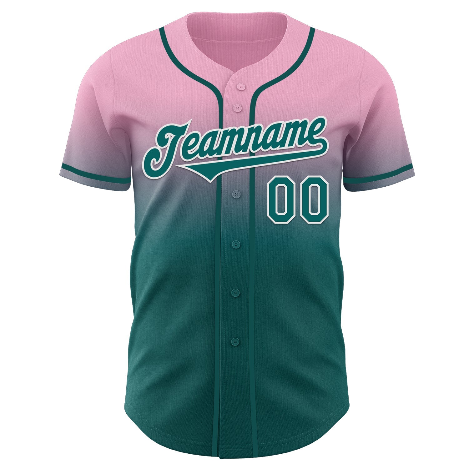 Custom Light Pink Teal-White Authentic Fade Fashion Baseball Jersey