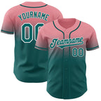 Custom Medium Pink Teal-White Authentic Fade Fashion Baseball Jersey
