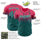 Custom Neon Pink Teal-White Authentic Fade Fashion Baseball Jersey