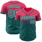 Custom Neon Pink Teal-White Authentic Fade Fashion Baseball Jersey