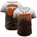 Custom White Orange-Brown Authentic Fade Fashion Baseball Jersey