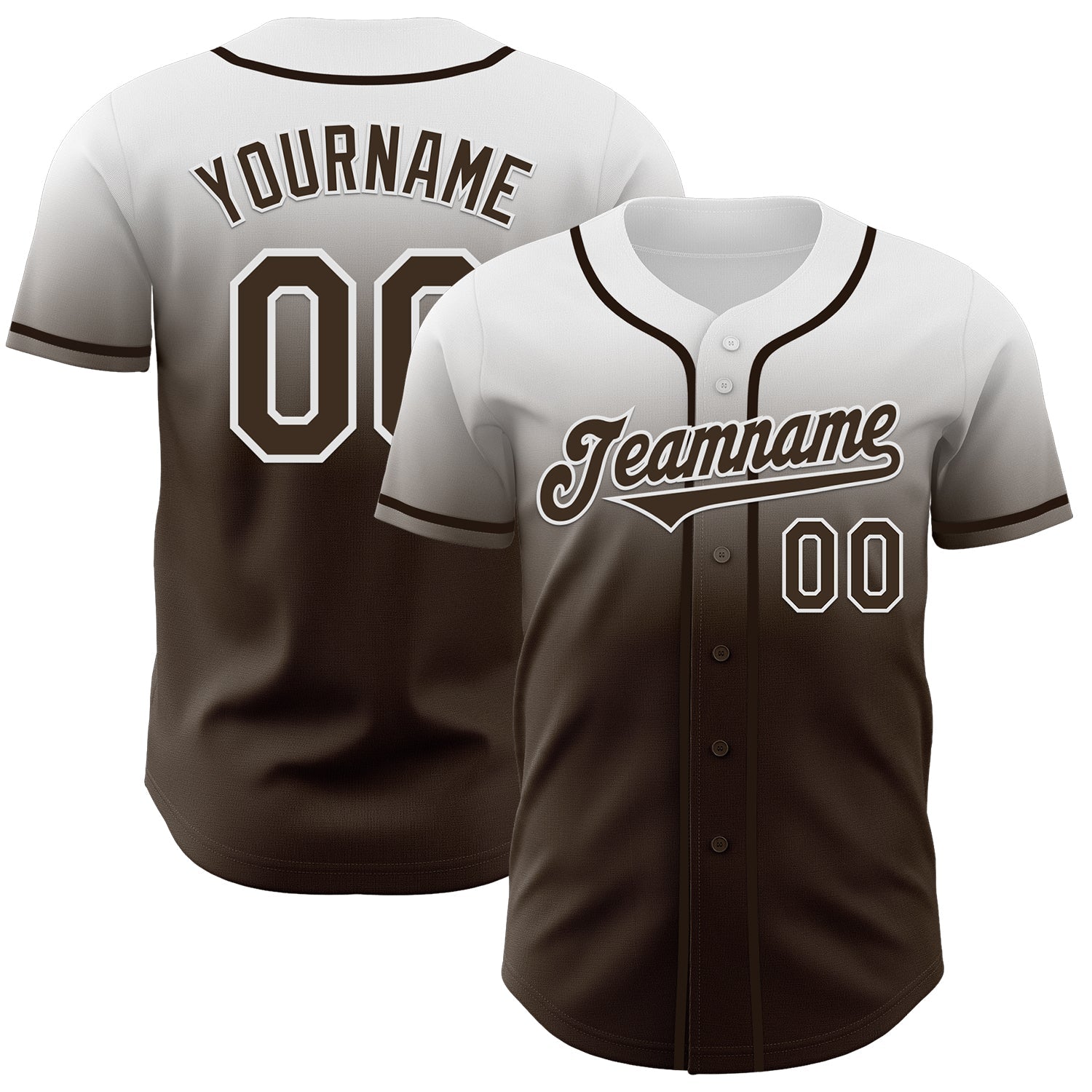 Custom White Brown Authentic Fade Fashion Baseball Jersey