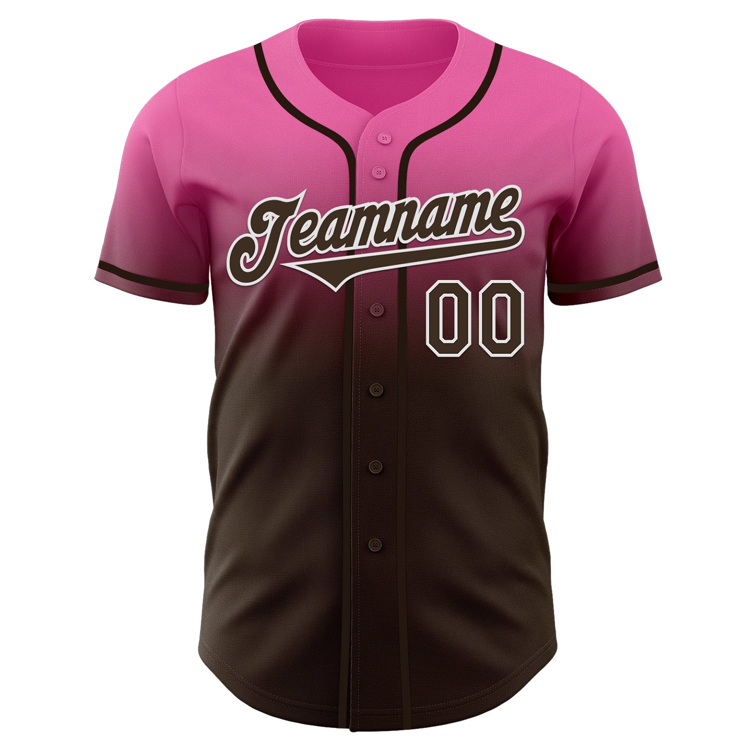 Custom Pink Brown-White Authentic Fade Fashion Baseball Jersey