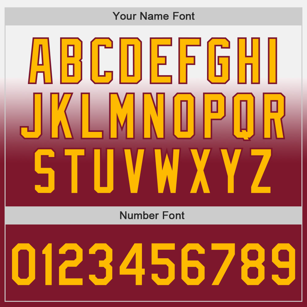 Custom White Gold-Crimson Authentic Fade Fashion Baseball Jersey