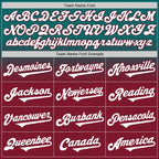 Custom Teal White-Crimson Authentic Fade Fashion Baseball Jersey
