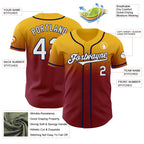 Custom Gold White Crimson-Navy Authentic Fade Fashion Baseball Jersey