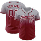 Custom Gray Crimson-White Authentic Fade Fashion Baseball Jersey