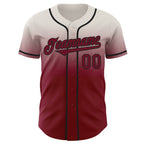 Custom Cream Crimson-Black Authentic Fade Fashion Baseball Jersey