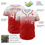 Custom White Red Authentic Fade Fashion Baseball Jersey
