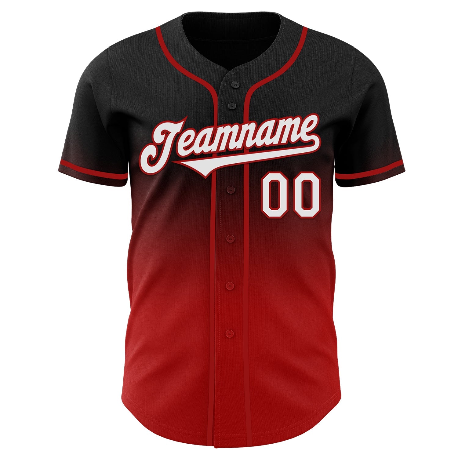 Custom Black White-Red Authentic Fade Fashion Baseball Jersey