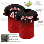 Custom Black White-Red Authentic Fade Fashion Baseball Jersey