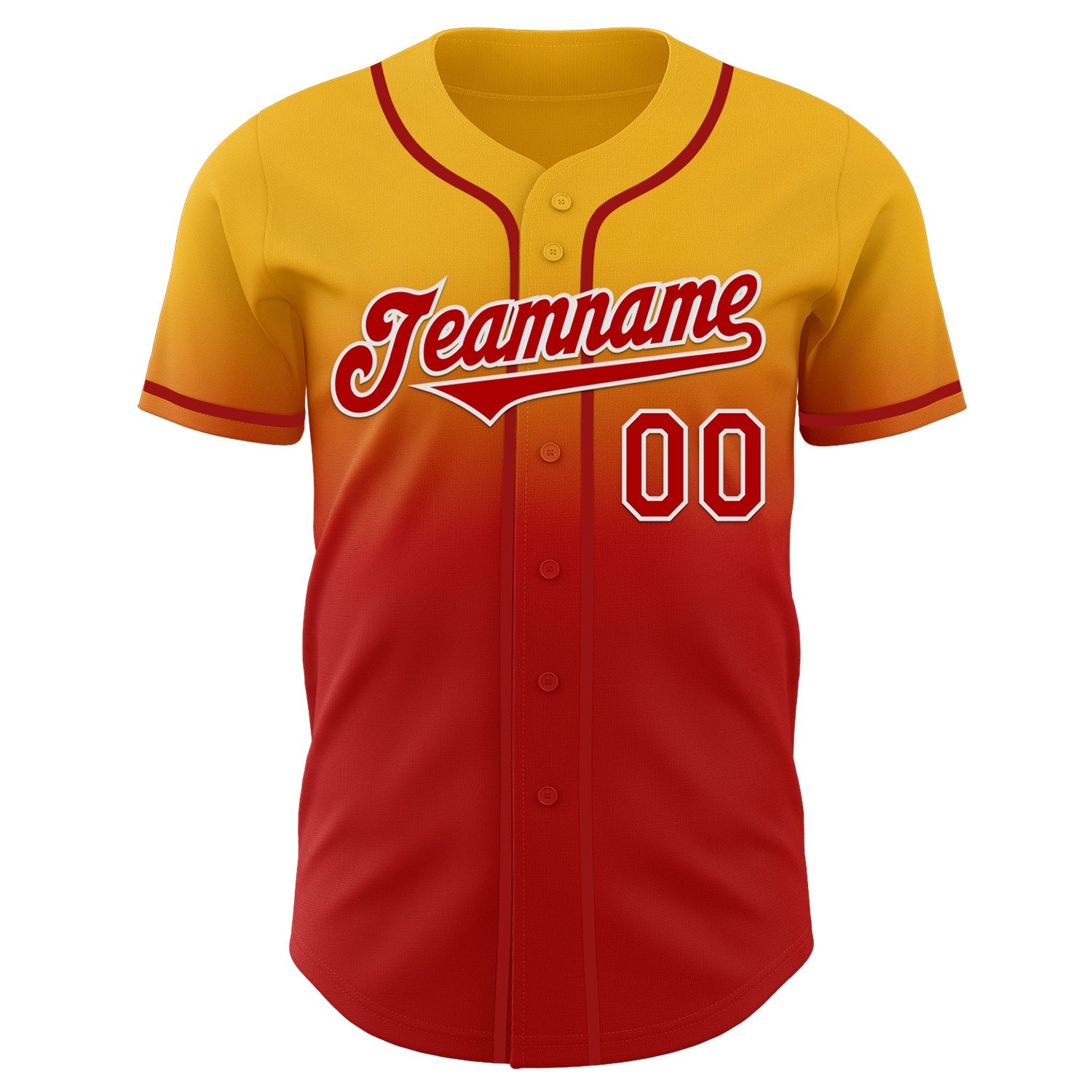 Custom Gold Red-White Authentic Fade Fashion Baseball Jersey