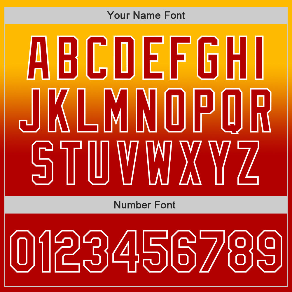 Custom Gold Red-White Authentic Fade Fashion Baseball Jersey