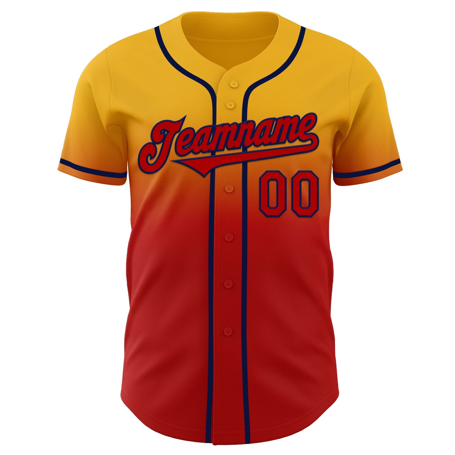 Custom Gold Red-Navy Authentic Fade Fashion Baseball Jersey