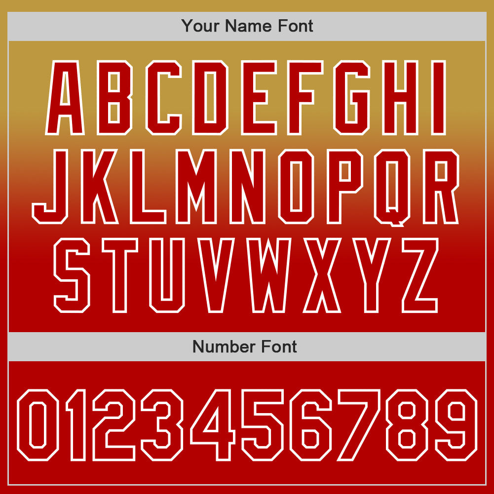 Custom Old Gold Red-White Authentic Fade Fashion Baseball Jersey