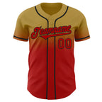 Custom Old Gold Red-Black Authentic Fade Fashion Baseball Jersey