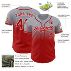 Custom Gray Red-White Authentic Fade Fashion Baseball Jersey