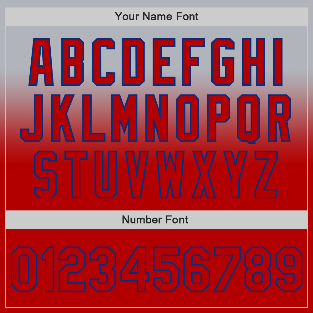 Custom Gray Red-Royal Authentic Fade Fashion Baseball Jersey