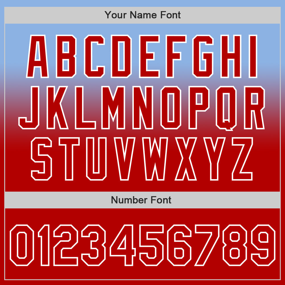 Custom Light Blue Red-White Authentic Fade Fashion Baseball Jersey